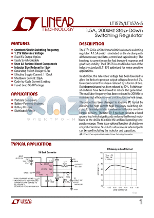 LT1576-5 datasheet - 1.5A, 200kHz Step-Down Switching Regulator