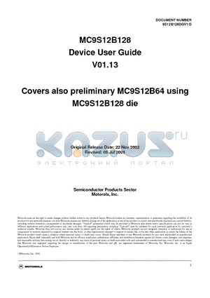 MC9S12B128CFUV datasheet - Covers also preliminary MC9S12B64 using MC9S12B128 die