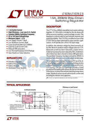 LT1578I datasheet - 1.5A, 200kHz Step-Down Switching Regulator