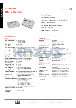 JCJ1024D12 datasheet - DC-DC Power Supplies
