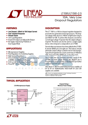 LT1581CT7-2.5 datasheet - 10A, Very Low Dropout Regulators