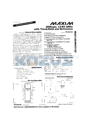 MAX120CWG datasheet - 500ksps, 12-Bit ADCs with Track/Hold And Refrence