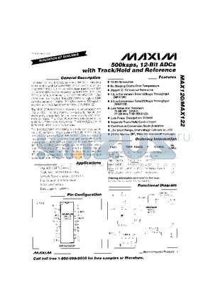 MAX120ENG datasheet - 500ksps, 12-Bit ADCs with Track/Hold And Refrence