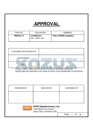 HS5701L-T datasheet - LCD MODULE (320  RGB 240)