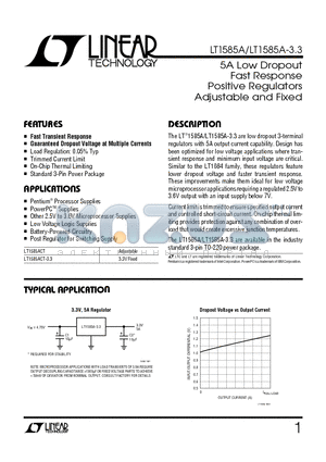 LT1585ACT datasheet - 5A Low Dropout Fast Response Positive Regulators Adjustable and Fixed