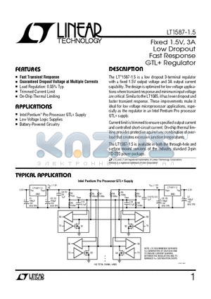 LT1585ACM-1.5 datasheet - Fixed 1.5V, 4.6A and 5A Low Dropout, Fast Response GTL Regulators