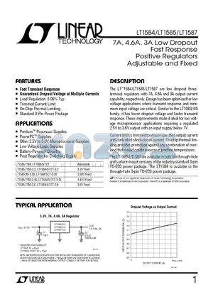 LT1585CM-3.3 datasheet - 7A, 4.6A, 3A Low Dropout Fast Response Positive Regulators Adjustable and Fixed