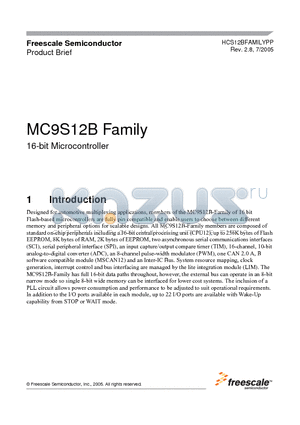 MC9S12B256 datasheet - MC9S12B Family 16-bit Microcontroller