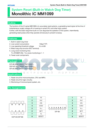 MM1099BF datasheet - System Reset (Built-in Watch Dog Timer)