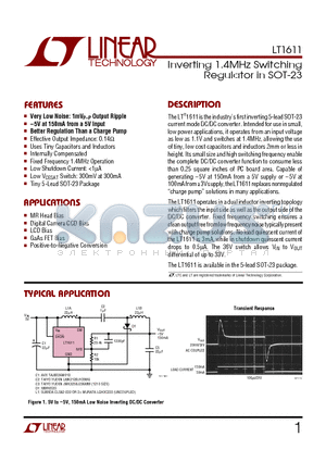 LT1611CS5 datasheet - Inverting 1.4MHz Switching Regulator in SOT-23