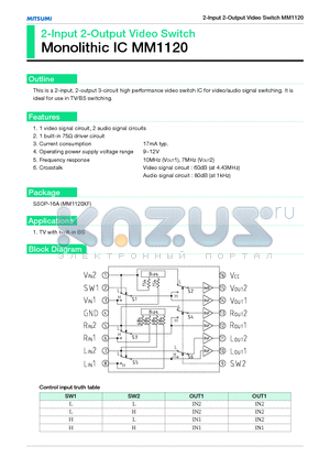 MM1120 datasheet - 2-Input 2-Output Video Switch