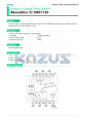 MM1140 datasheet - 6-Input 1-Output Video Switch