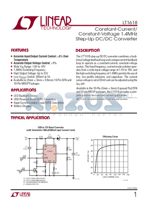 LT1618EDD datasheet - Constant-Current/Constant-Voltage 1.4MHz Step-Up DC/DC Converter