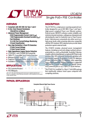 LT1619 datasheet - Single PoE PSE Controller High Capacitance Legacy Device Detection