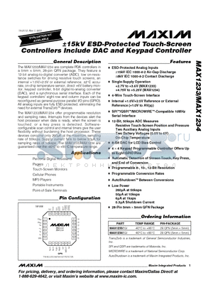 MAX1234EGI datasheet - a15kV ESD-Protected Touch-Screen Controllers Include DAC and Keypad Controller