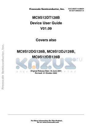 MC9S12DB128B datasheet - Device User Guide V01.09