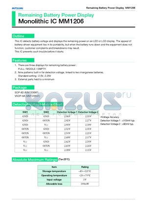 MM1206 datasheet - Monolithic IC MM1206