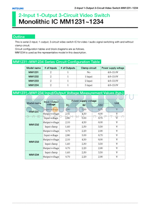 MM1232 datasheet - 2-Input 1-Output 3-Circuit Video Switch Monolithic IC