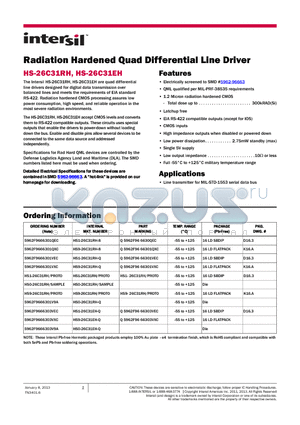 HS9-26C31RH-8 datasheet - Radiation Hardened Quad Differential Line Driver