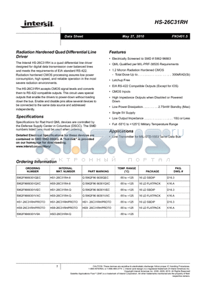 HS9-26C31RH/PROTO datasheet - Radiation Hardened Quad Differential Line Driver