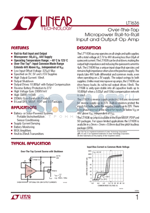 LT1636CN8 datasheet - Over-The-Top Micropower Rail-to-Rail Input and Output Op Amp