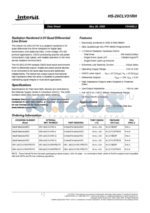 HS9-26CLV31RH/PROTO datasheet - Radiation Hardened 3.3V Quad Differential Line Driver