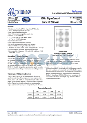 GS8342Q09E-250 datasheet - 36Mb SigmaQuad-II Burst of 4 SRAM