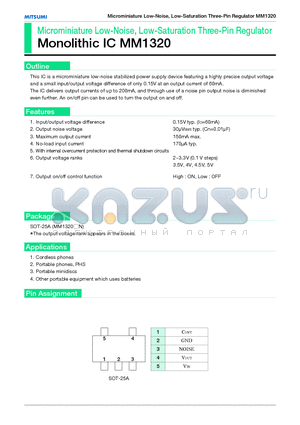 MM13202.3N datasheet - Microminiature Low-Noise, Low-Saturation Three-Pin Regulator