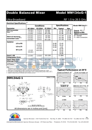 MM134XG-1 datasheet - Double Balanced Mixer