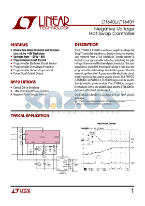 LT1640H datasheet - Negative Voltage Hot Swap Controller