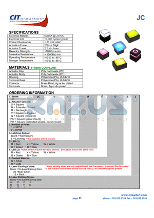 JCV1LY datasheet - CIT SWITCH