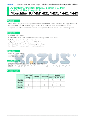 MM1443 datasheet - AV Switch for I2C BUS Control, 4-input, 3-output and Canal Plus Compatible