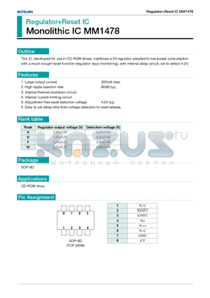 MM1478 datasheet - RegulatorReset IC