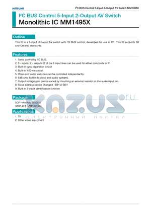 MM1495XD datasheet - I2C BUS Control 5-Input 2-Output AV Switch Monolithic IC