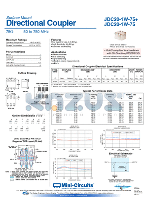 JDC20-1W-75 datasheet - Directional Coupler