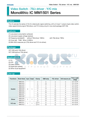 MM1512 datasheet - Video Switch g 75 driver g Y/C mix