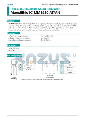 MM1530 datasheet - Precision Adjustable Shunt Regulator