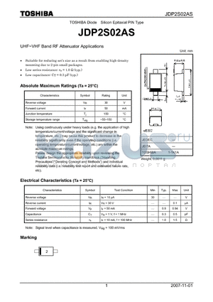 JDP2S02AS datasheet - UHF~VHF Band RF Attenuator Applications