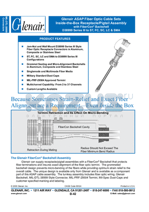 FO1004S-08-7 datasheet - Fiber Optic Cable Sets Inside-the-Box Receptacle/Pigtail Assembly