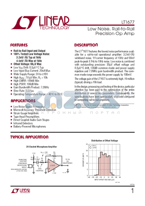 LT1677IS8 datasheet - Low Noise, Rail-to-Rail Precision Op Amp