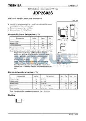 JDP2S02S_07 datasheet - UHF~VHF Band RF Attenuator Applications