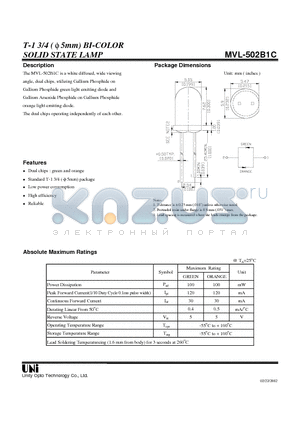 MVL-502B1C datasheet - SOLID STATE LAMP