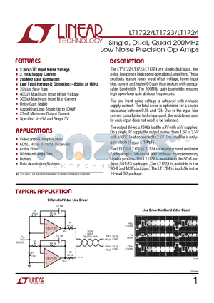 LT1723IS8 datasheet - Single, Dual, Quad 200MHz Low Noise Precision Op Amps