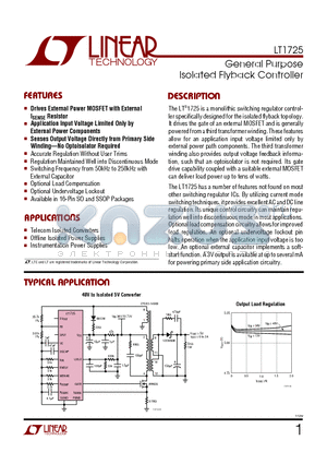 LT1725IGN datasheet - General Purpose Isolated Flyback Controller