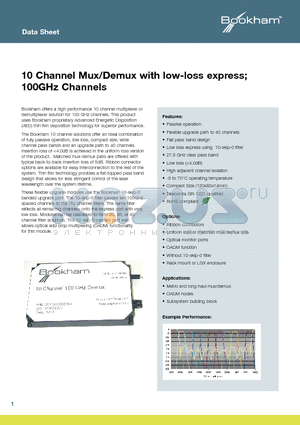 MM1C1040290 datasheet - 10 Channel Mux/Demux with low-loss express; 100GHz Channels