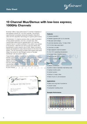 MM1C1050290 datasheet - 10 Channel Mux/Demux with low-loss express; 100GHz Channels