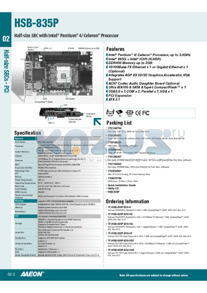 HSB-835P datasheet - Intel^ Pentium^ 4/ Celeron^ Processor, up to 3.0GHz