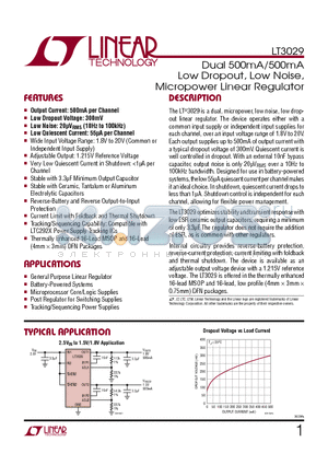 LT1761 datasheet - Dual 500mA/500mA Low Dropout, Low Noise, Micropower Linear Regulator