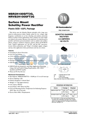 NRVB2H100SFT3G datasheet - Surface Mount Schottky Power Rectifier