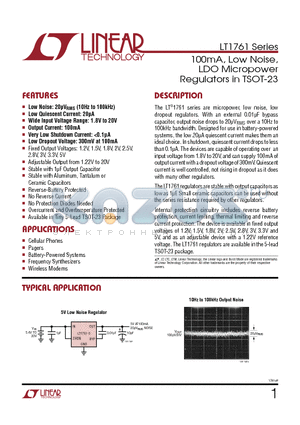 LT1761ES5-1.8 datasheet - 100mA, Low Noise, LDO Micropower Regulators in TSOT-23